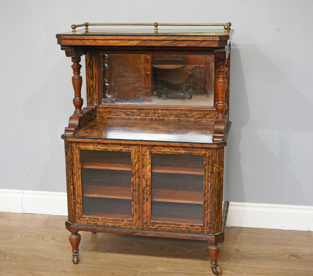 Antique Victorian walnut music side cabinet 
