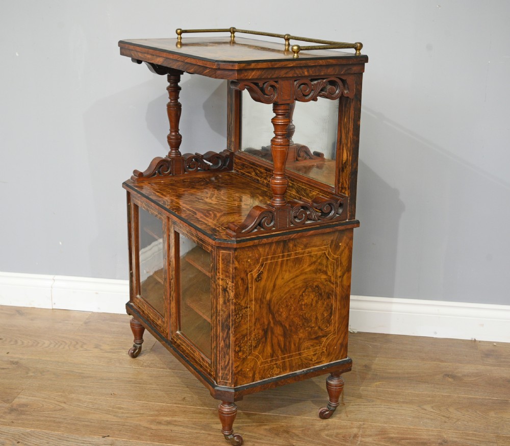 Antique Victorian walnut music side cabinet  View II