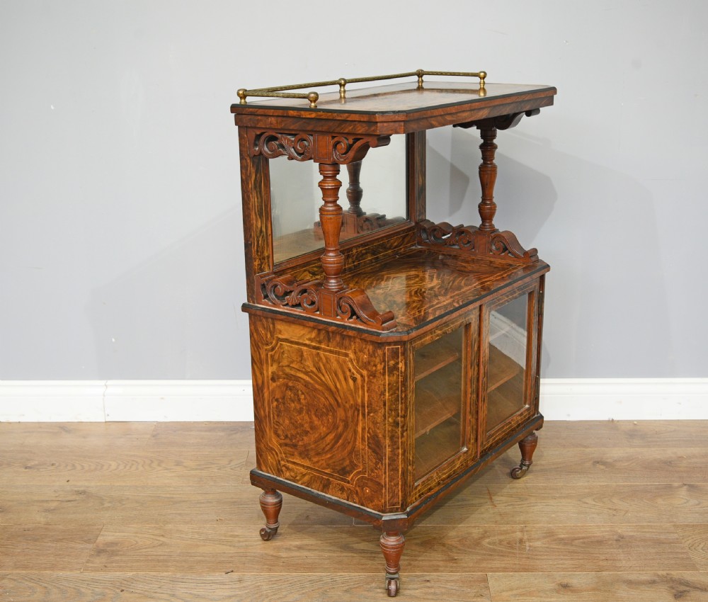 Antique Victorian walnut music side cabinet  View III