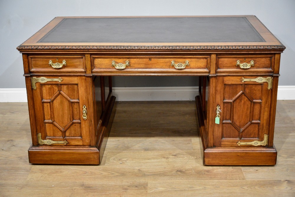 Maple & co Antique walnut arts & crafts  partners desk  View II
