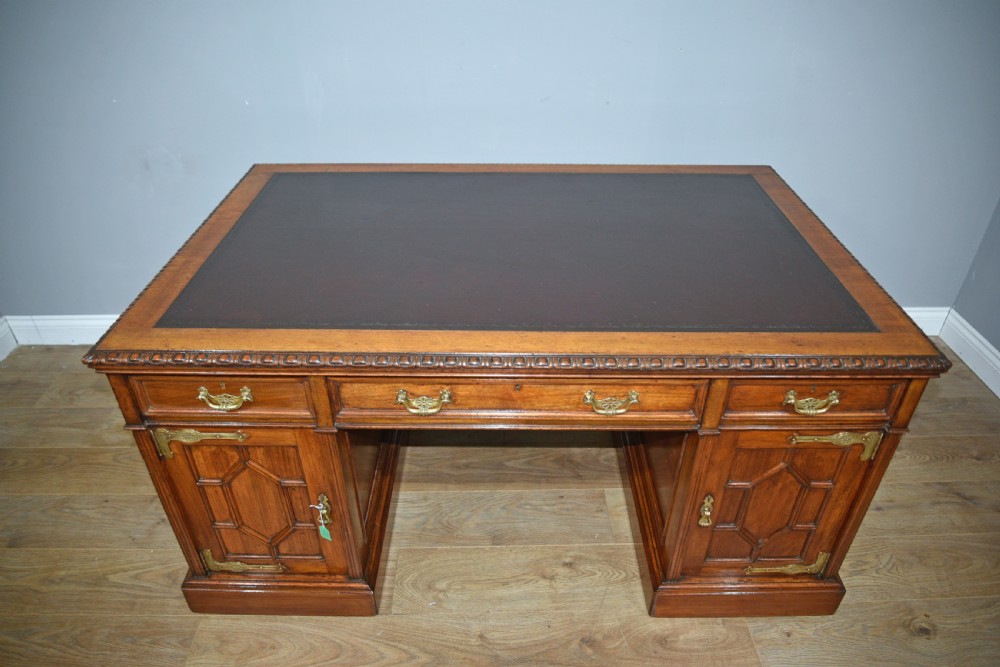 Maple & co Antique walnut arts & crafts  partners desk  View VIII