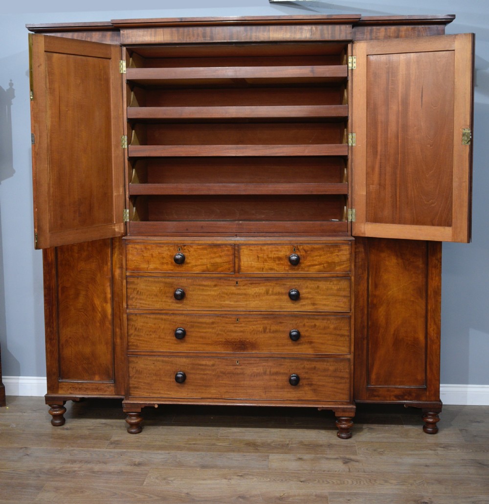 Large Antique victorian breakfront wardrobe  View II