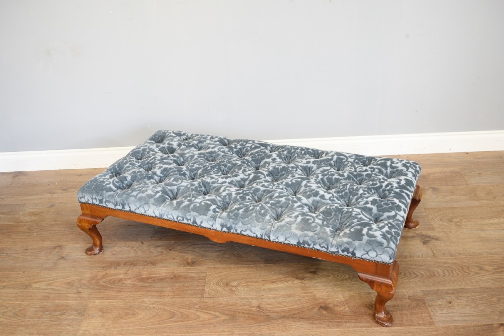 large upholstered walnut footstool  View II
