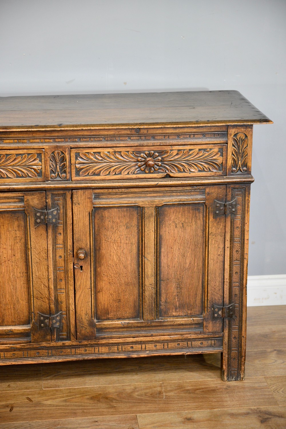 carved Ipswich oak Dresser base  View II