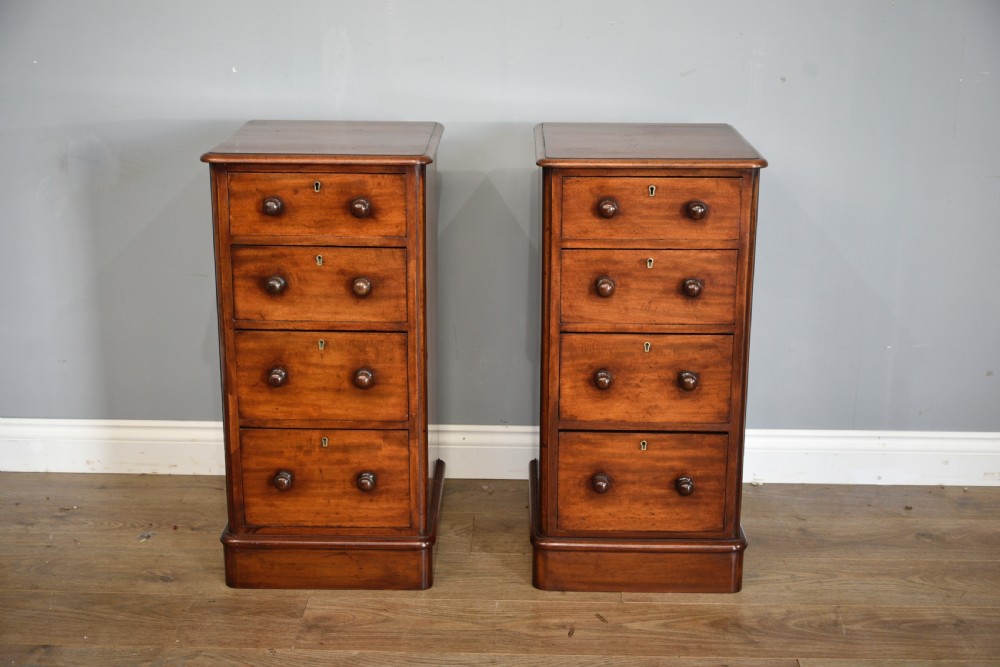 pair of victorian mahogany bedside chests of drawers 