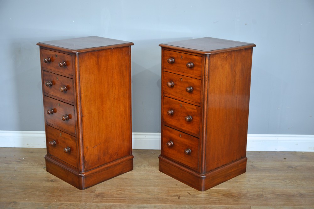 pair of victorian mahogany bedside chests of drawers  View II