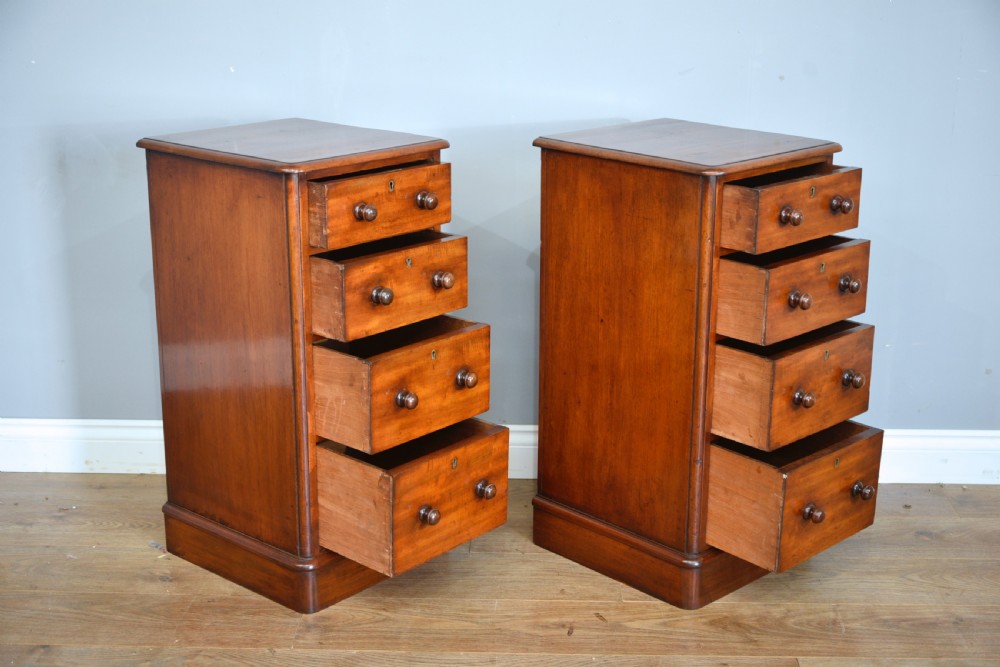 pair of victorian mahogany bedside chests of drawers  View IV