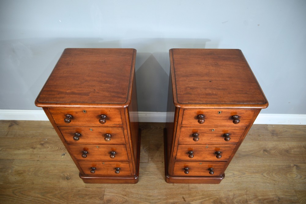 pair of victorian mahogany bedside chests of drawers  View V