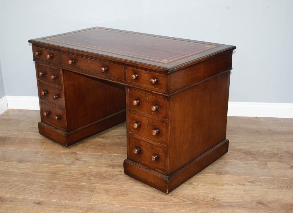 Victorian mahogany pedestal desk  View II