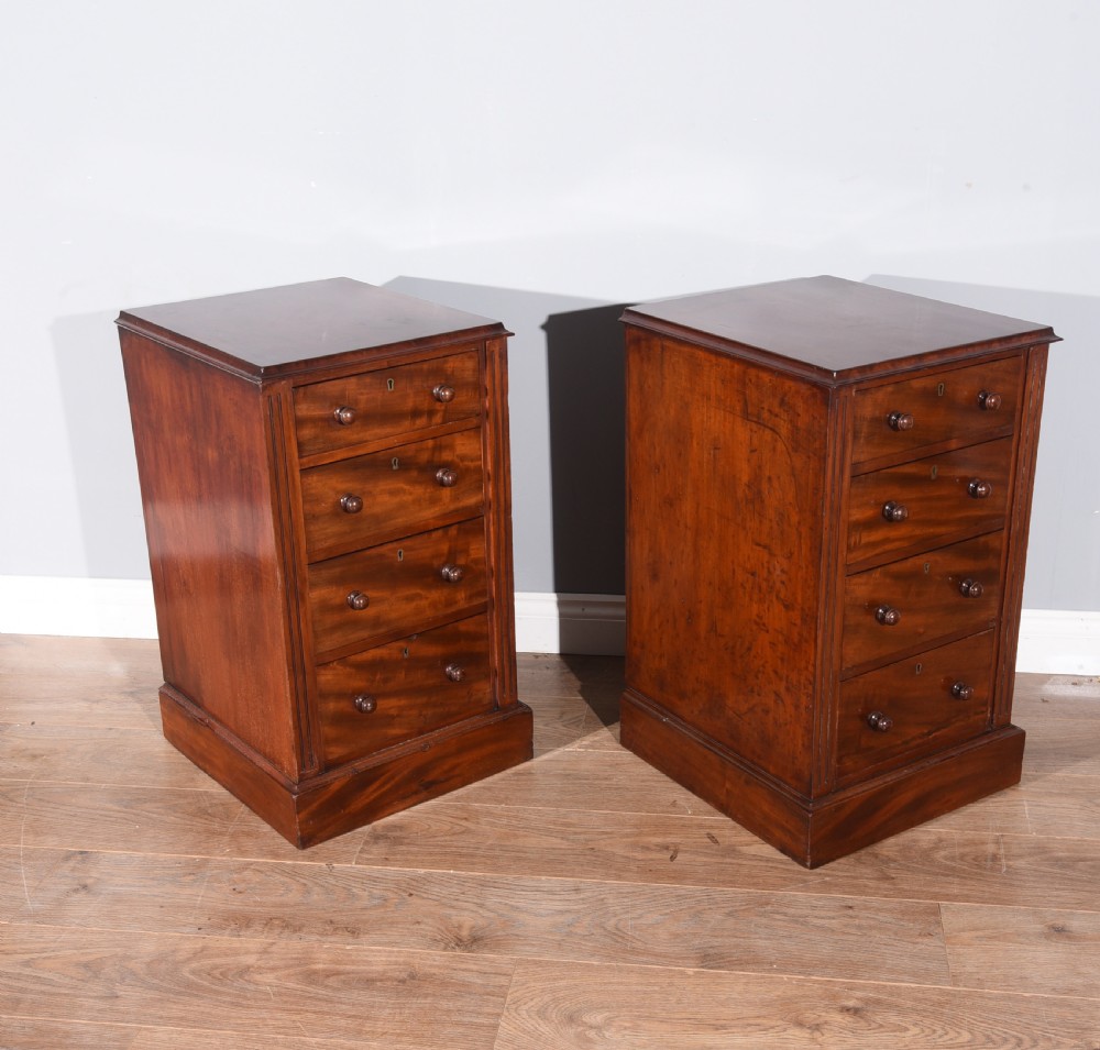 pair of victorian mahogany bedside chests of drawers  View II