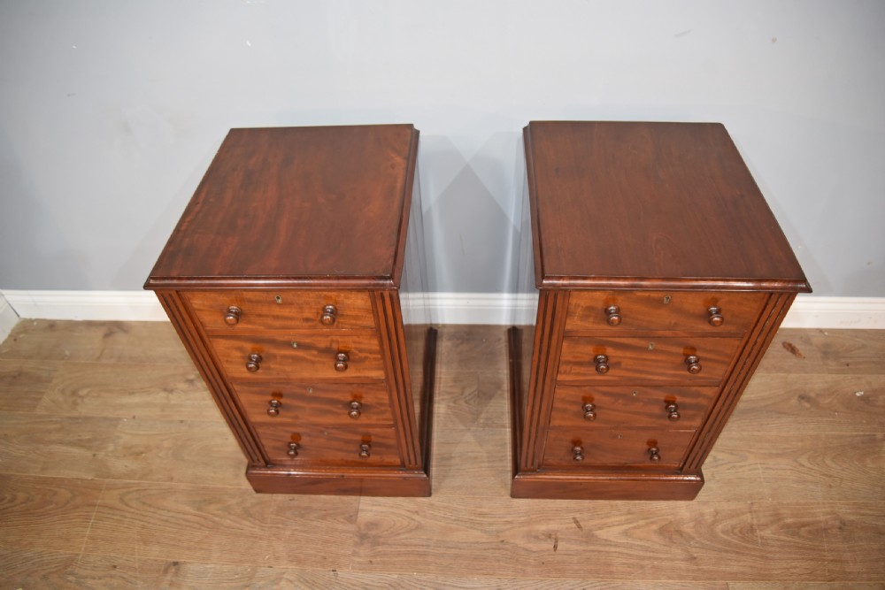 pair of victorian mahogany bedside chests of drawers  View IV