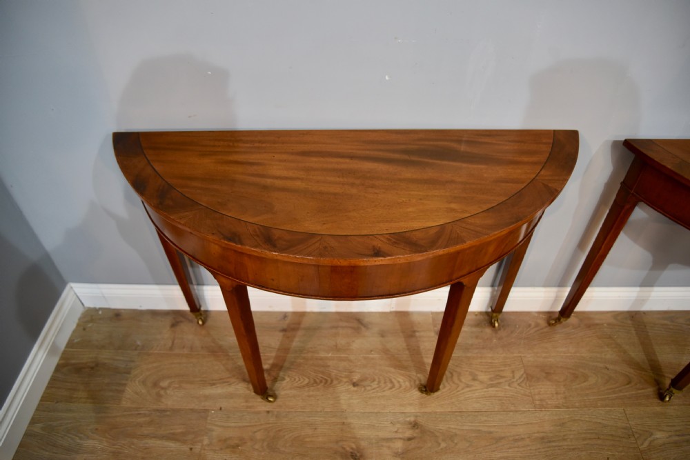 PAIR OF Georgian mahogany Demi lune console tables  View III