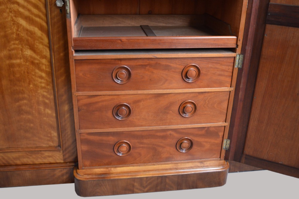 Victorian satinwood breakfront triple compactum wardrobe  View II