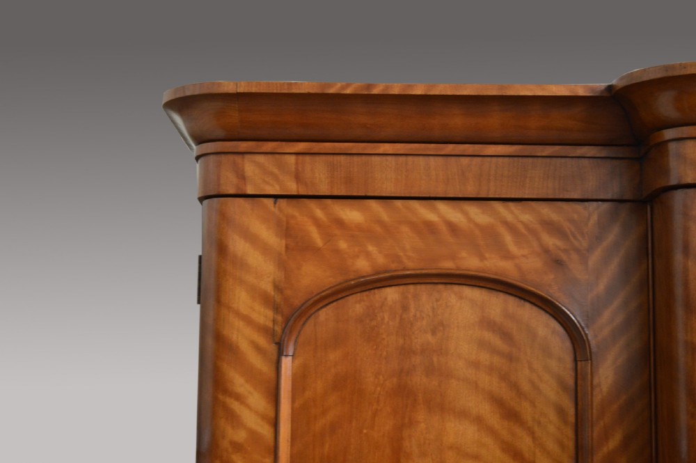 Victorian satinwood breakfront triple compactum wardrobe  View III