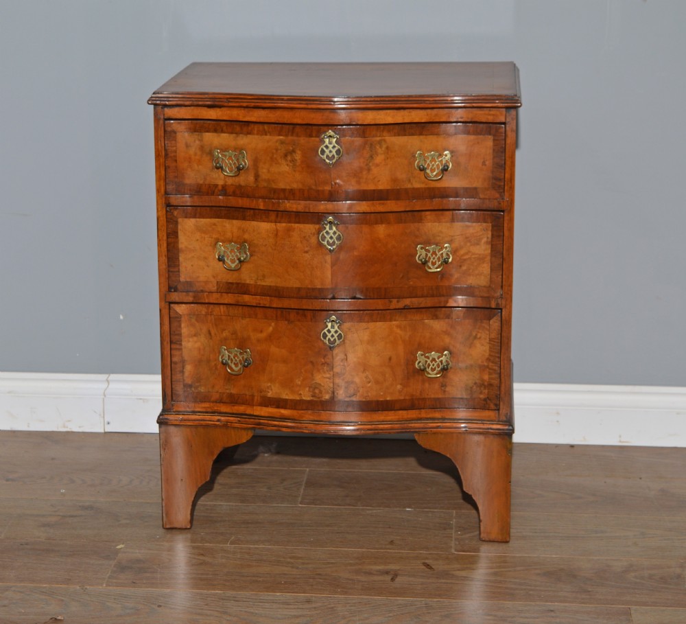 small antique walnut serpentine chest of drawers 