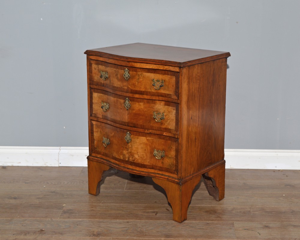 small antique walnut serpentine chest of drawers  View II