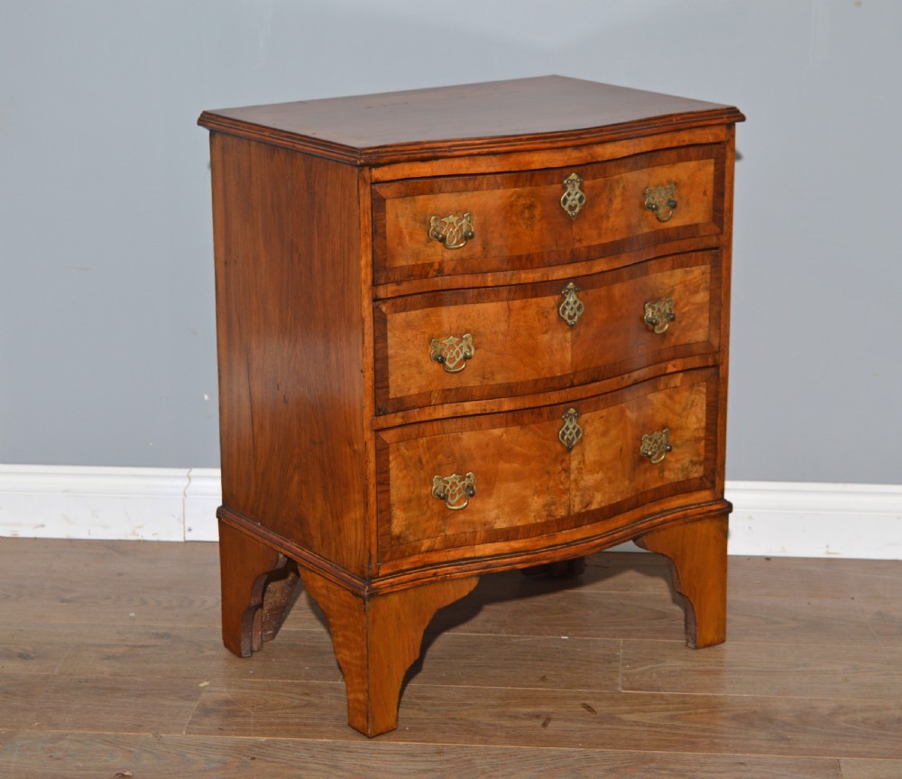 small antique walnut serpentine chest of drawers  View III