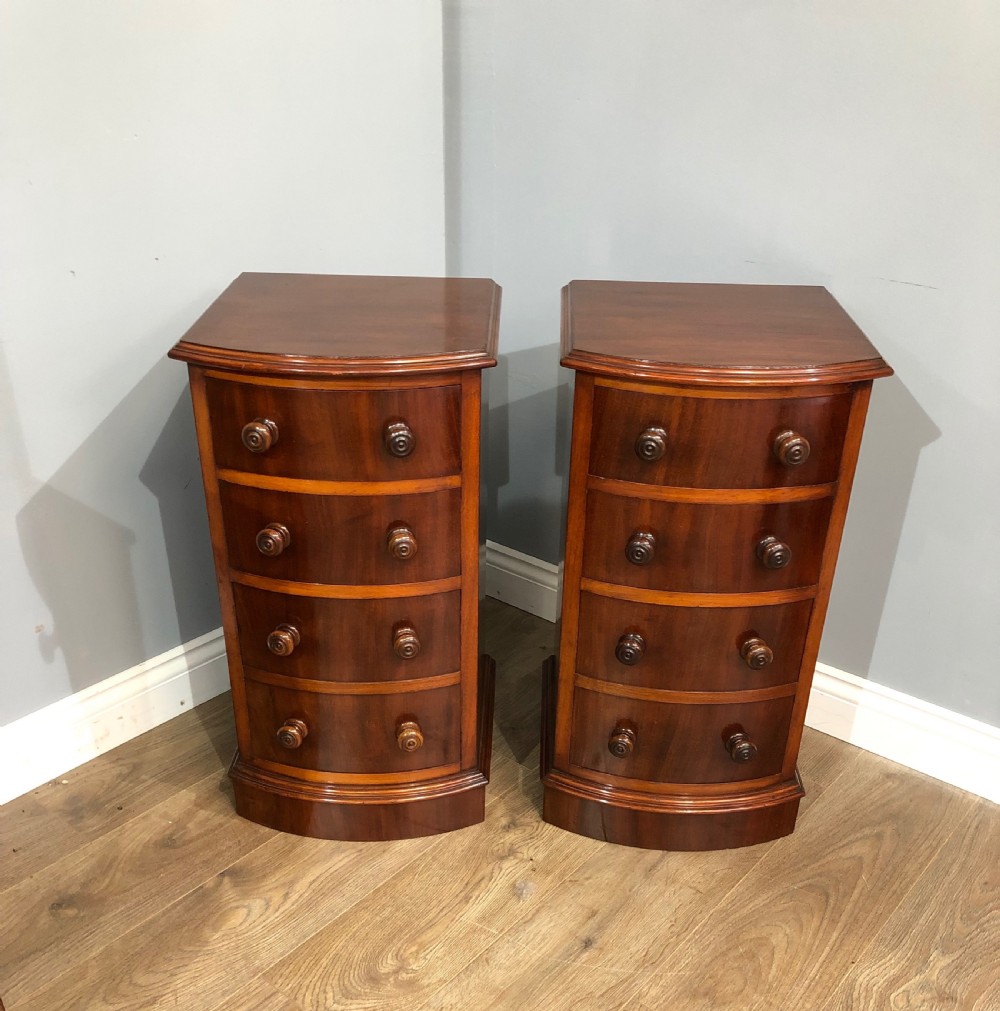 pair of Victorian mahogany bow front bedside chests of drawers 
