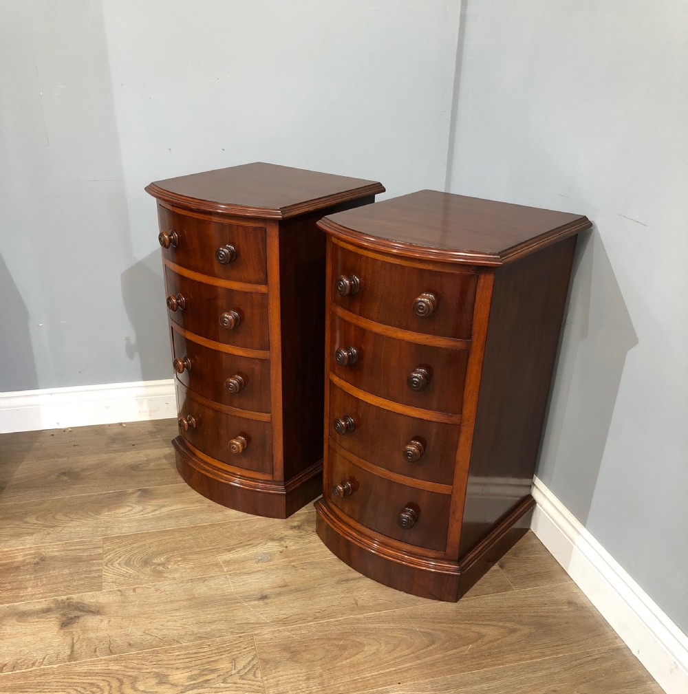 pair of Victorian mahogany bow front bedside chests of drawers  View II