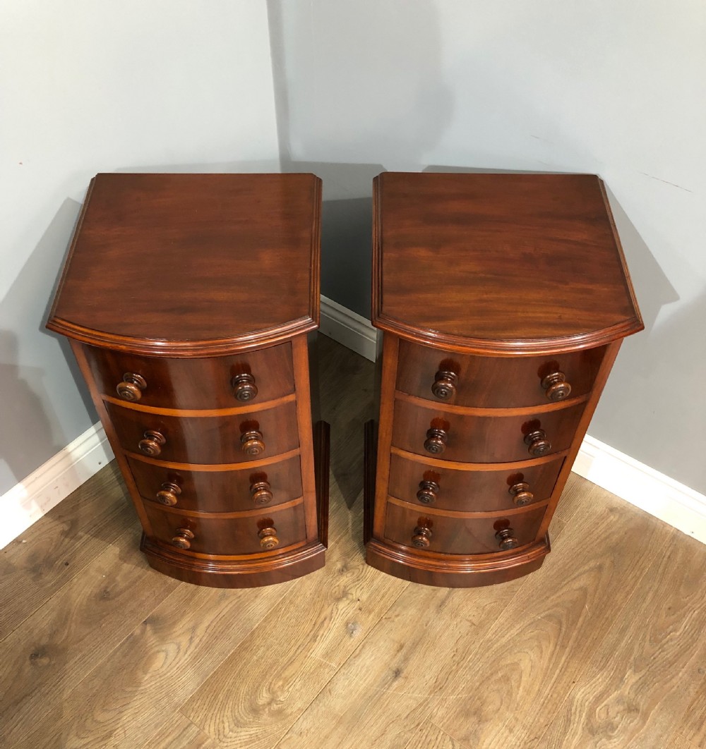 pair of Victorian mahogany bow front bedside chests of drawers  View III