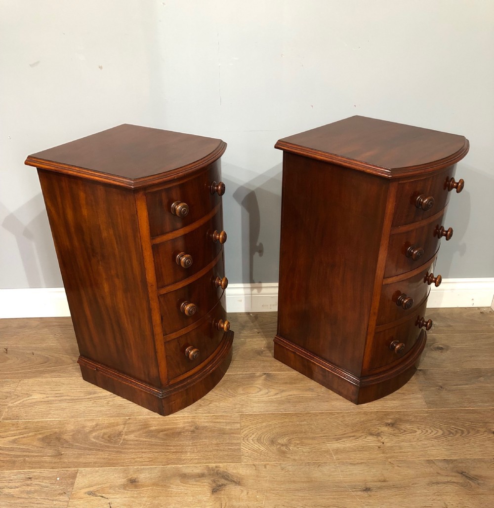pair of Victorian mahogany bow front bedside chests of drawers  View IV