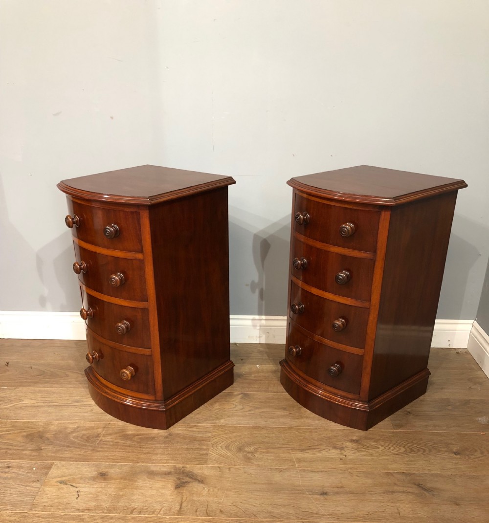 pair of Victorian mahogany bow front bedside chests of drawers  View V