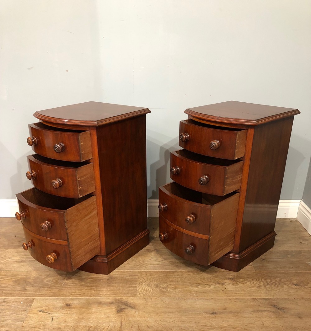 pair of Victorian mahogany bow front bedside chests of drawers  View VI