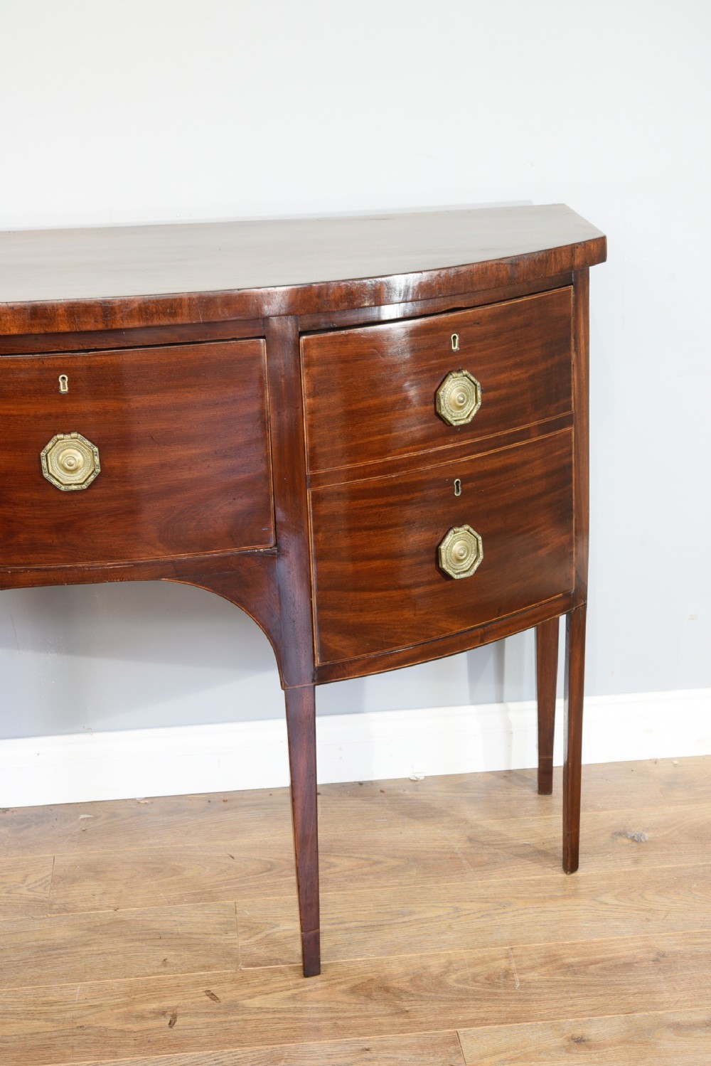 Georgian mahogany bow front sideboard  View II