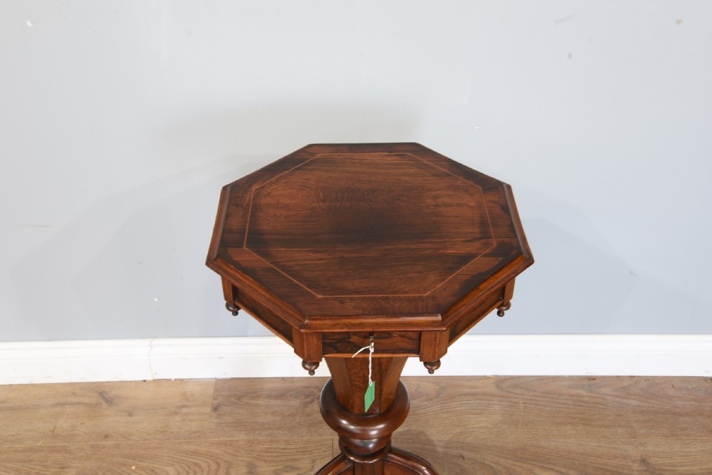 Victorian rosewood trumpet sewing table  View IV