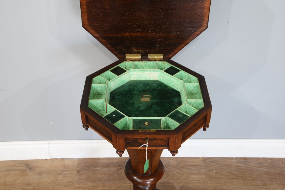 Victorian rosewood trumpet sewing table  View V