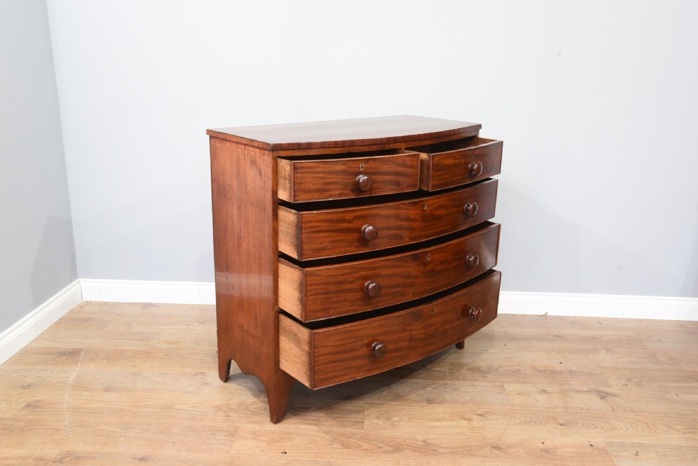 Antique Georgian mahogany bow front chest of drawers  View IV