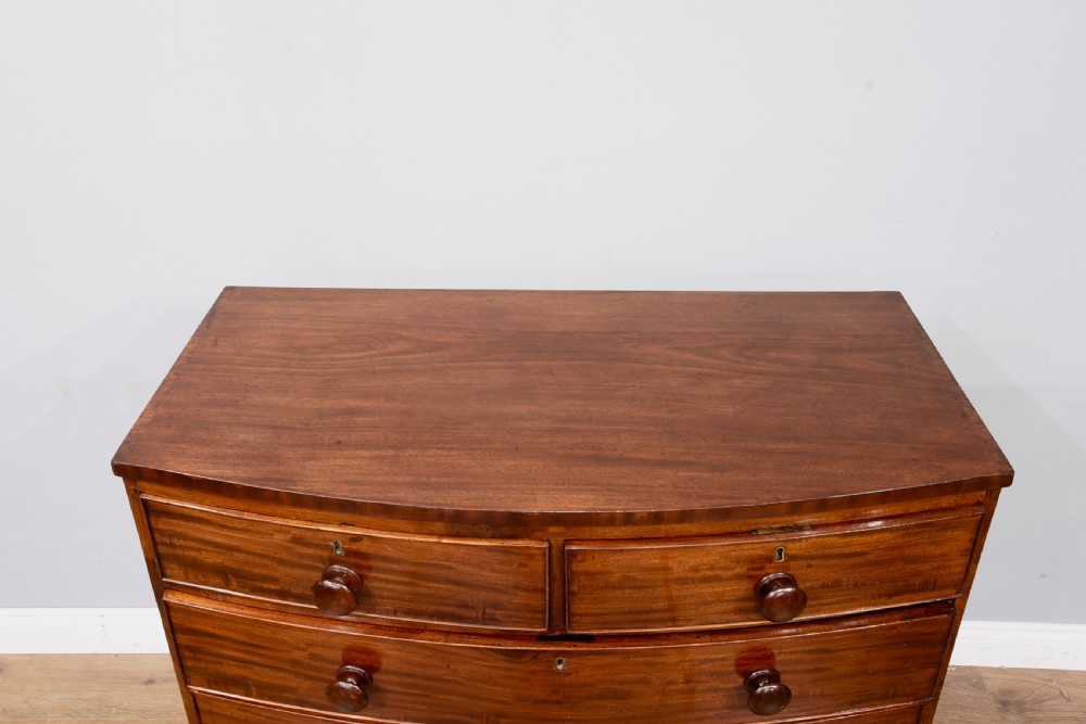 Antique Georgian mahogany bow front chest of drawers  View V