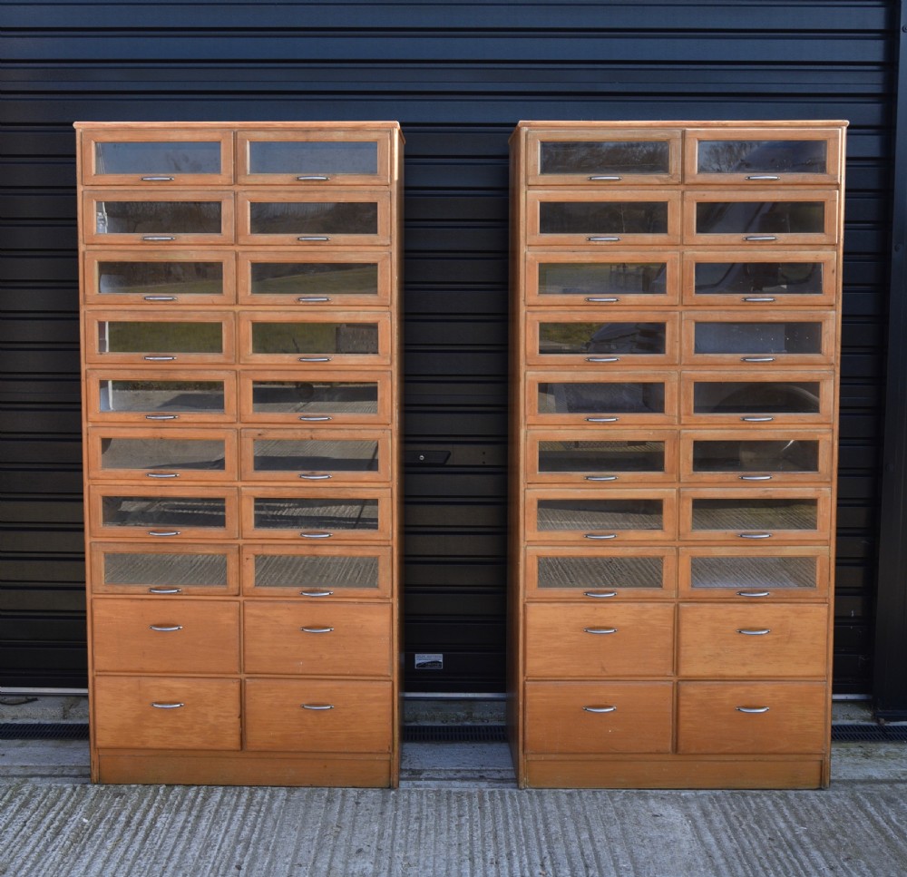 pair of Haberdashery cabinets bank of drawers 