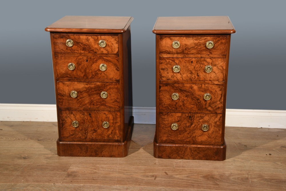 Antique pair of Victorian walnut bedside chests of drawers  View III