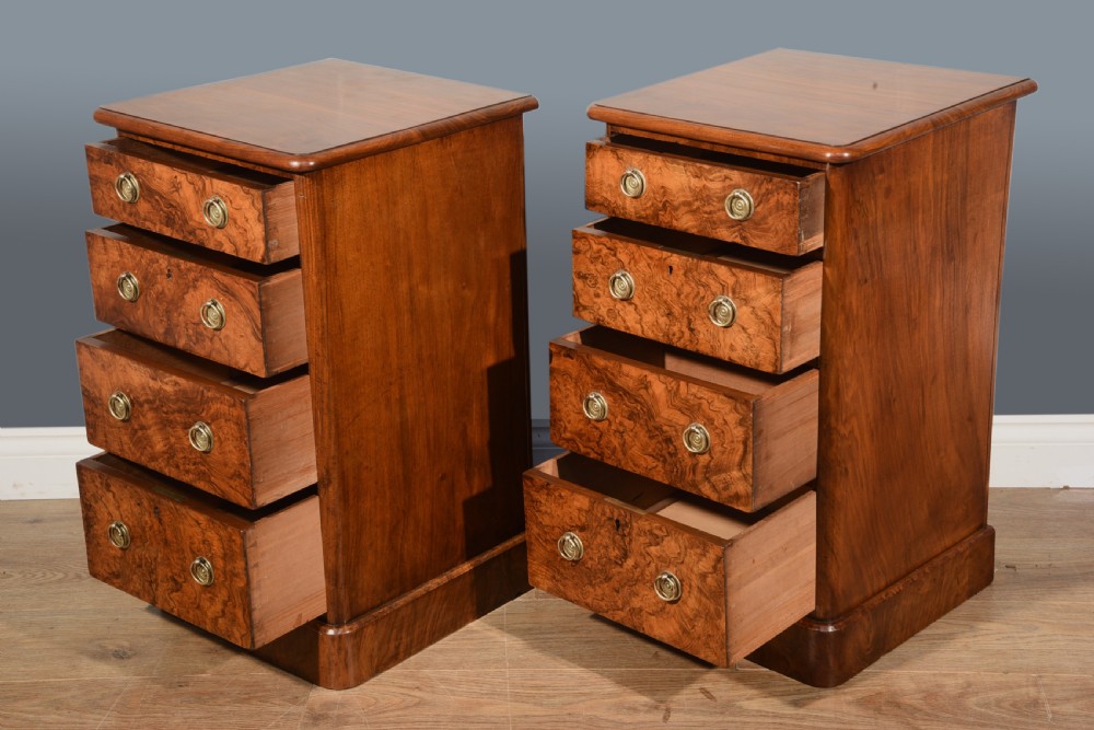 Antique pair of Victorian walnut bedside chests of drawers  View VII