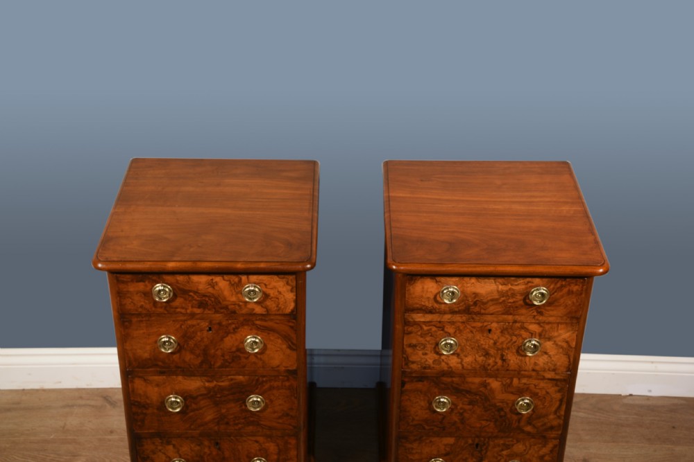 Antique pair of Victorian walnut bedside chests of drawers  View VIII