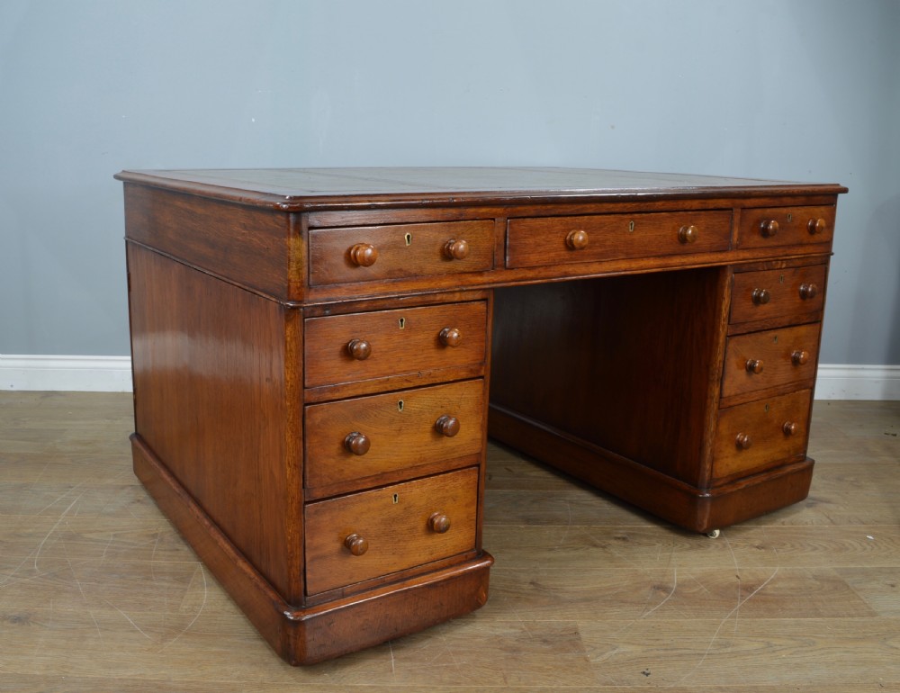 Antique victorian oak partners desk  View II