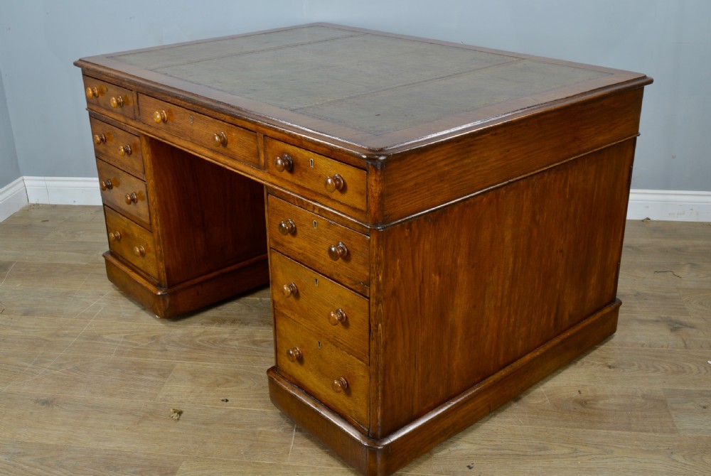 Antique victorian oak partners desk  View III