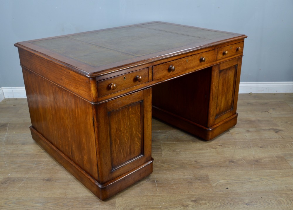 Antique victorian oak partners desk  View IV