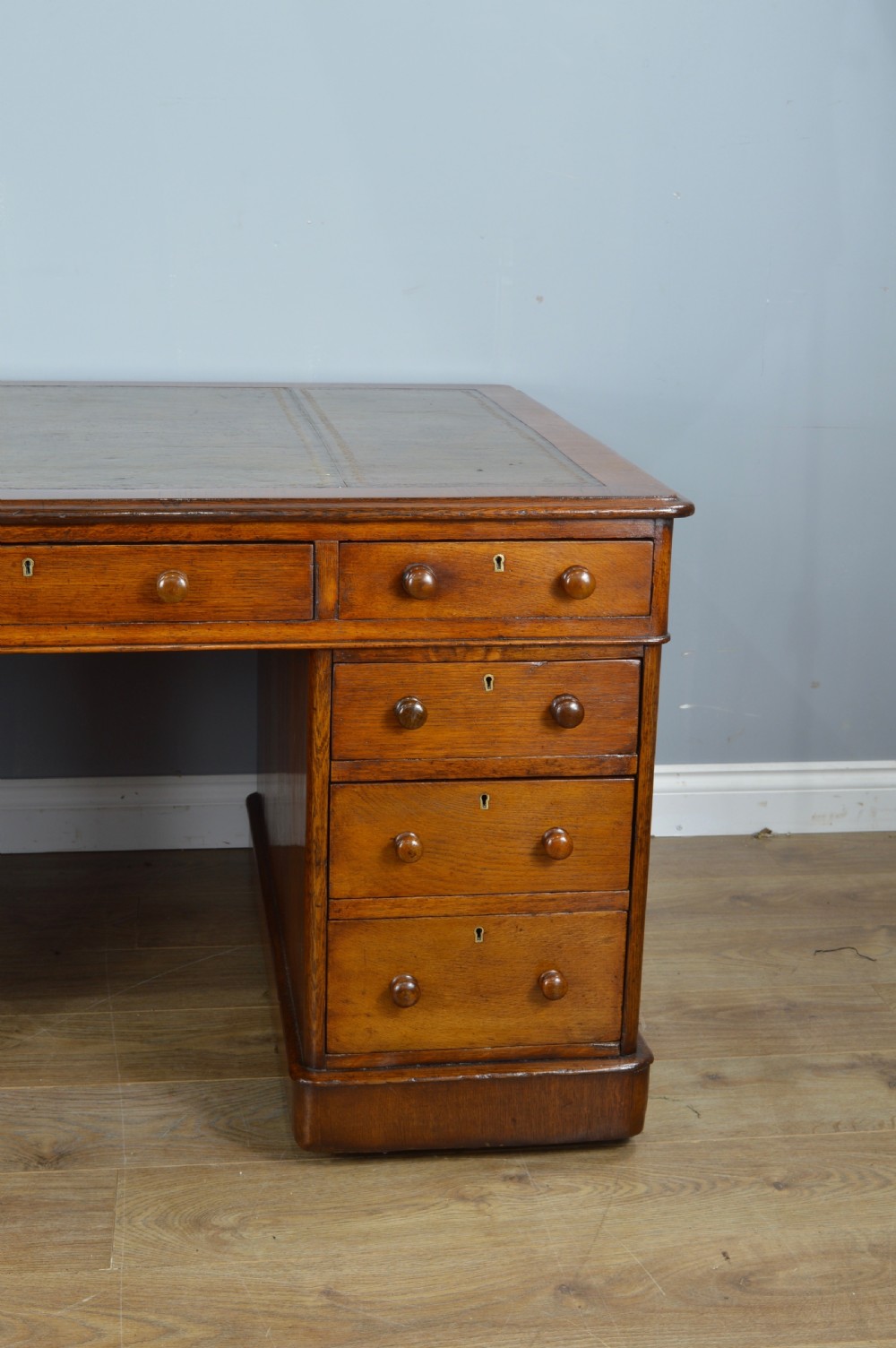 Antique victorian oak partners desk  View V