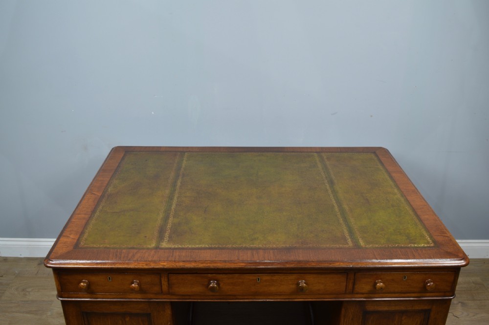 Antique victorian oak partners desk  View VI