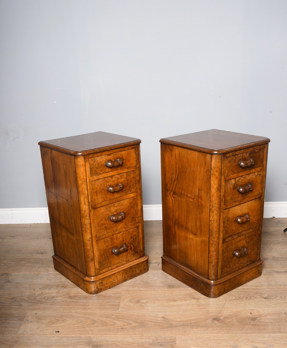 Antique pair of victorian walnut bedside chests of drawers  View II