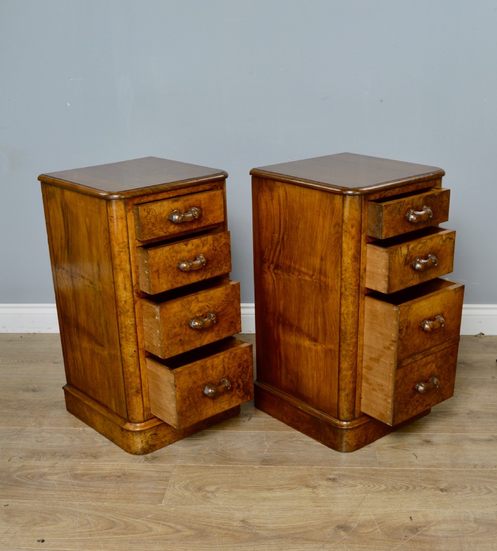 Antique pair of victorian walnut bedside chests of drawers  View IV