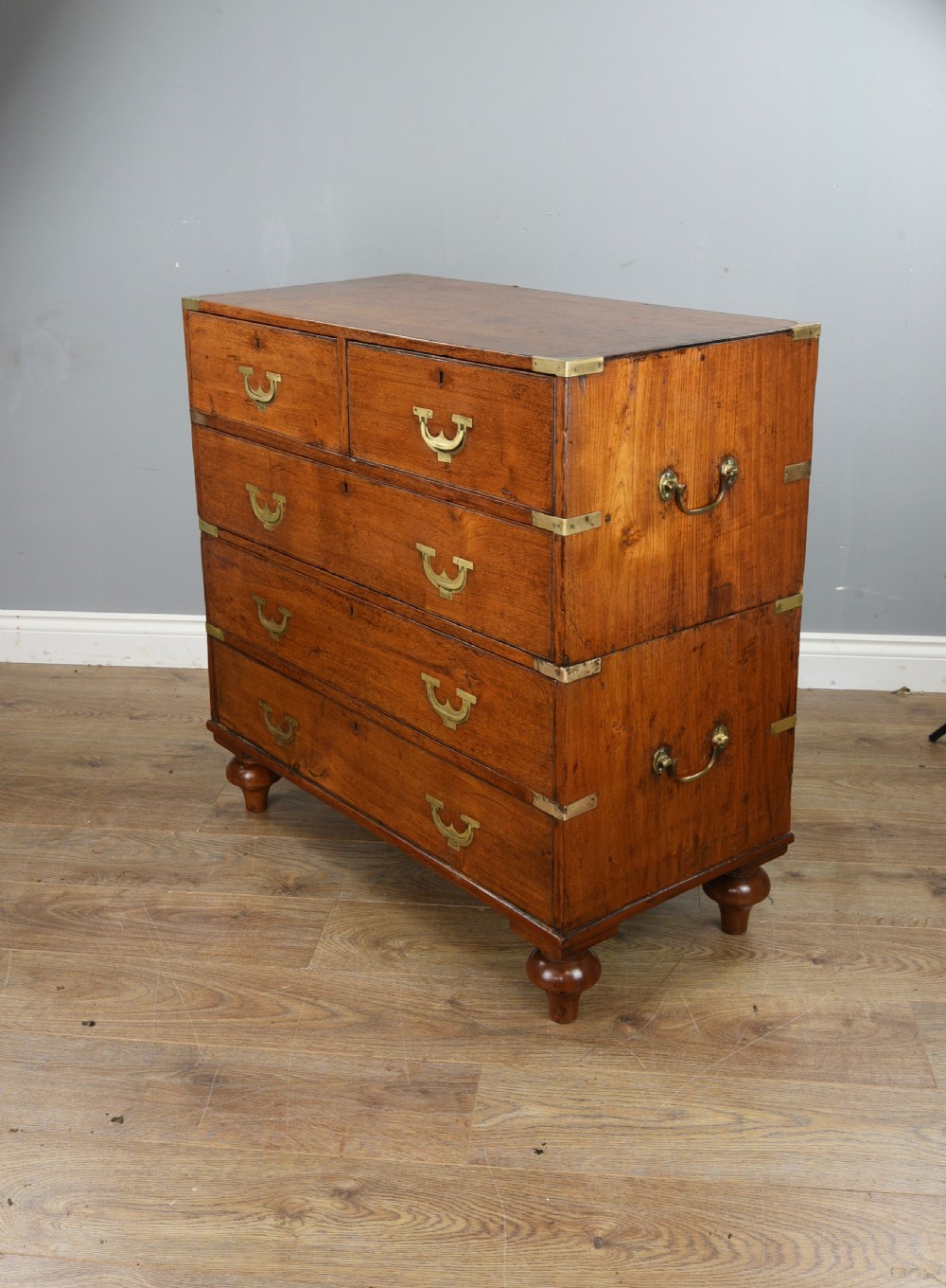 19th century campaign military chest of drawers  View II