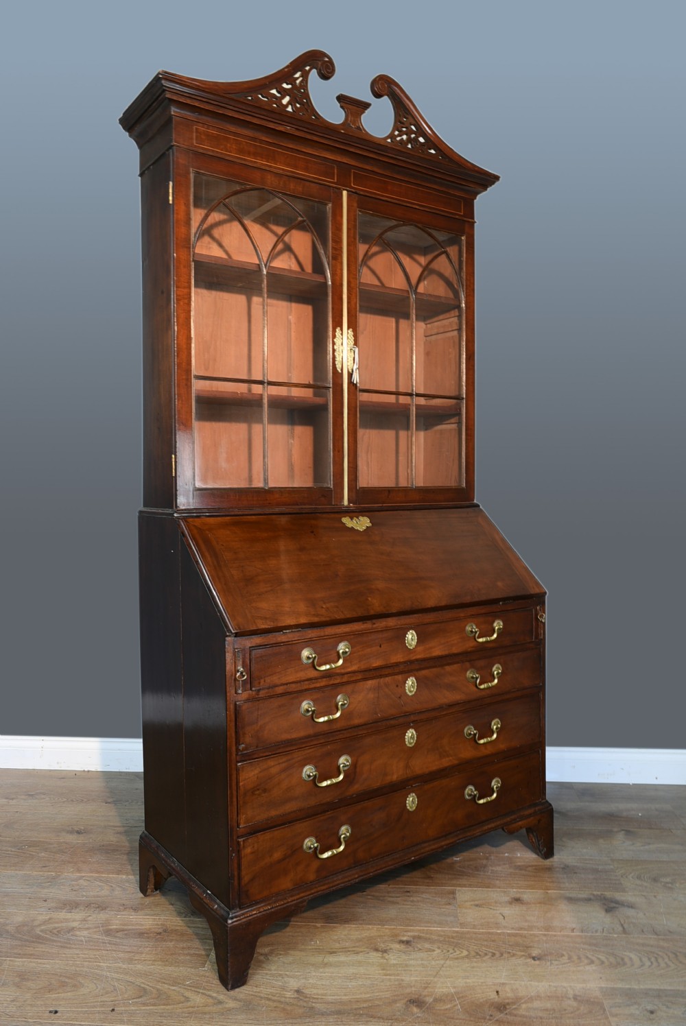Georgian mahogany bureau bookcase 