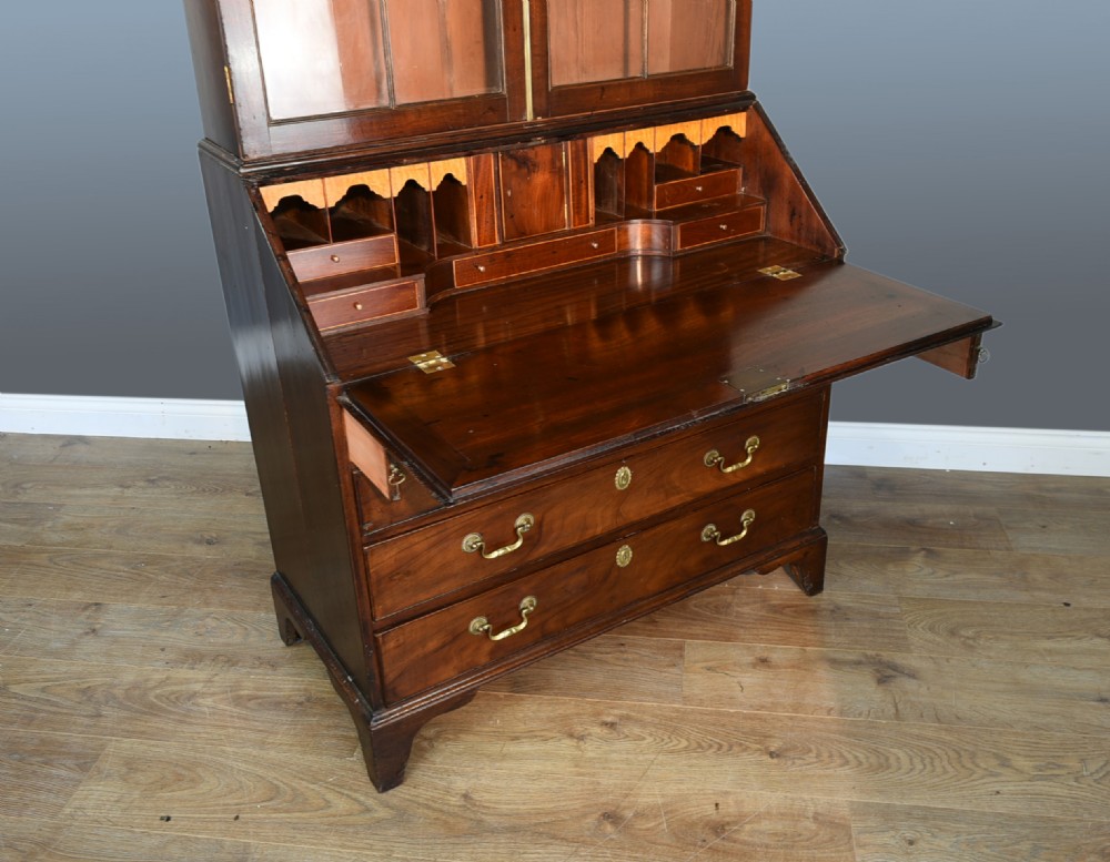 Georgian mahogany bureau bookcase  View III