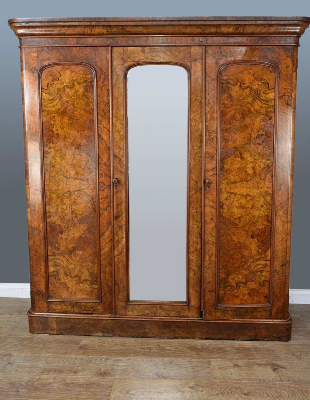 Victorian walnut triple wardrobe 