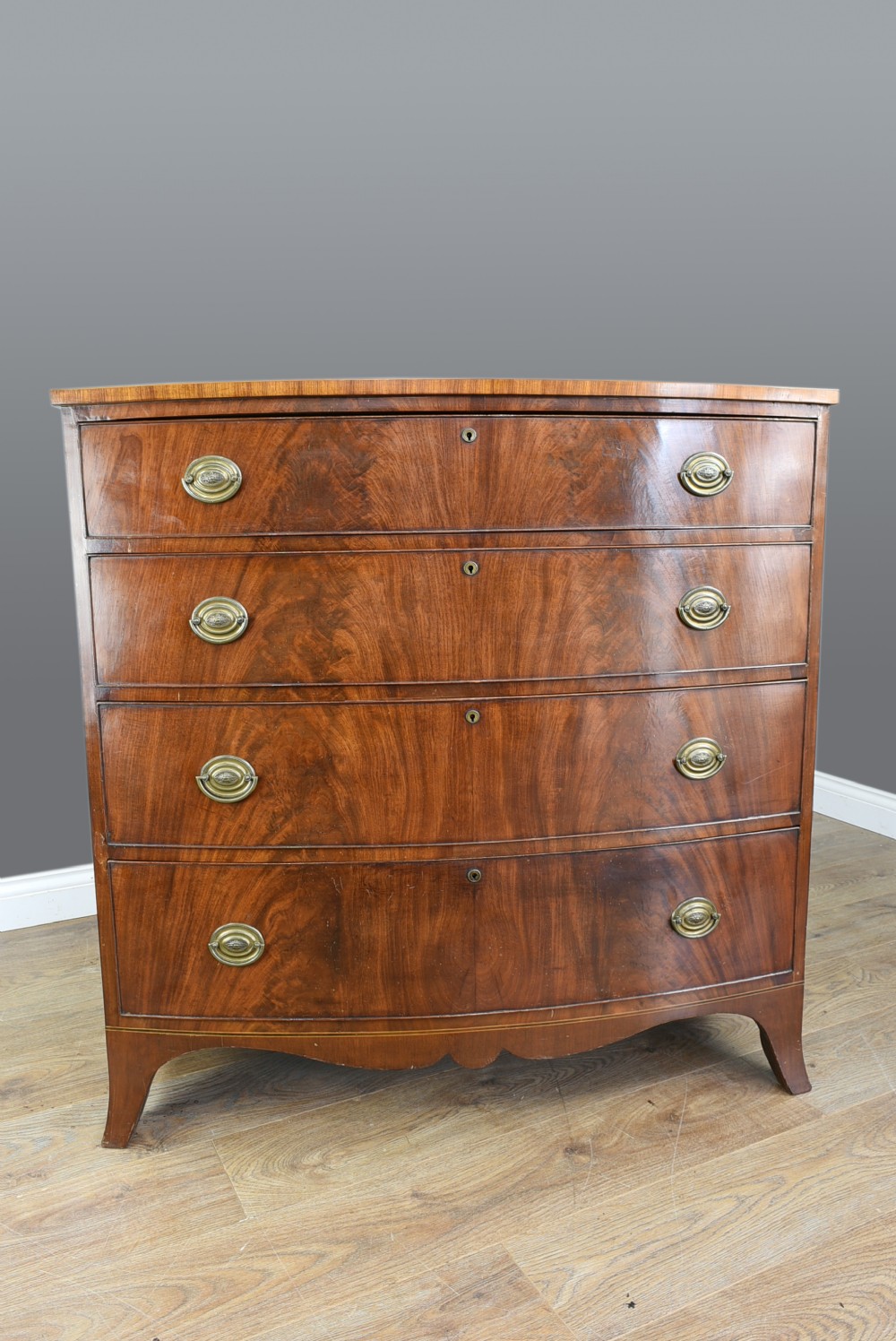 Georgian mahogany bow front chest of drawers 