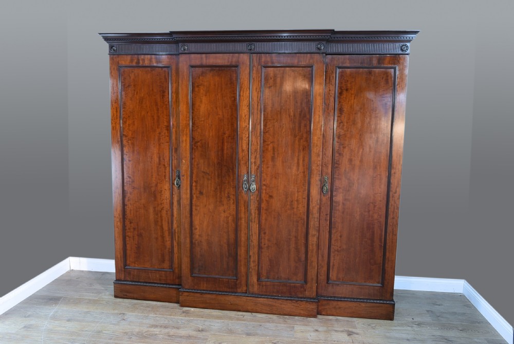 19th Century Georgian style four door mahogany breakfront wardrobe  circa 1880 