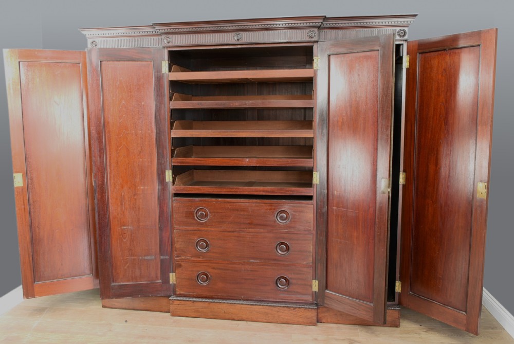 19th Century Georgian style four door mahogany breakfront wardrobe  circa 1880  View II